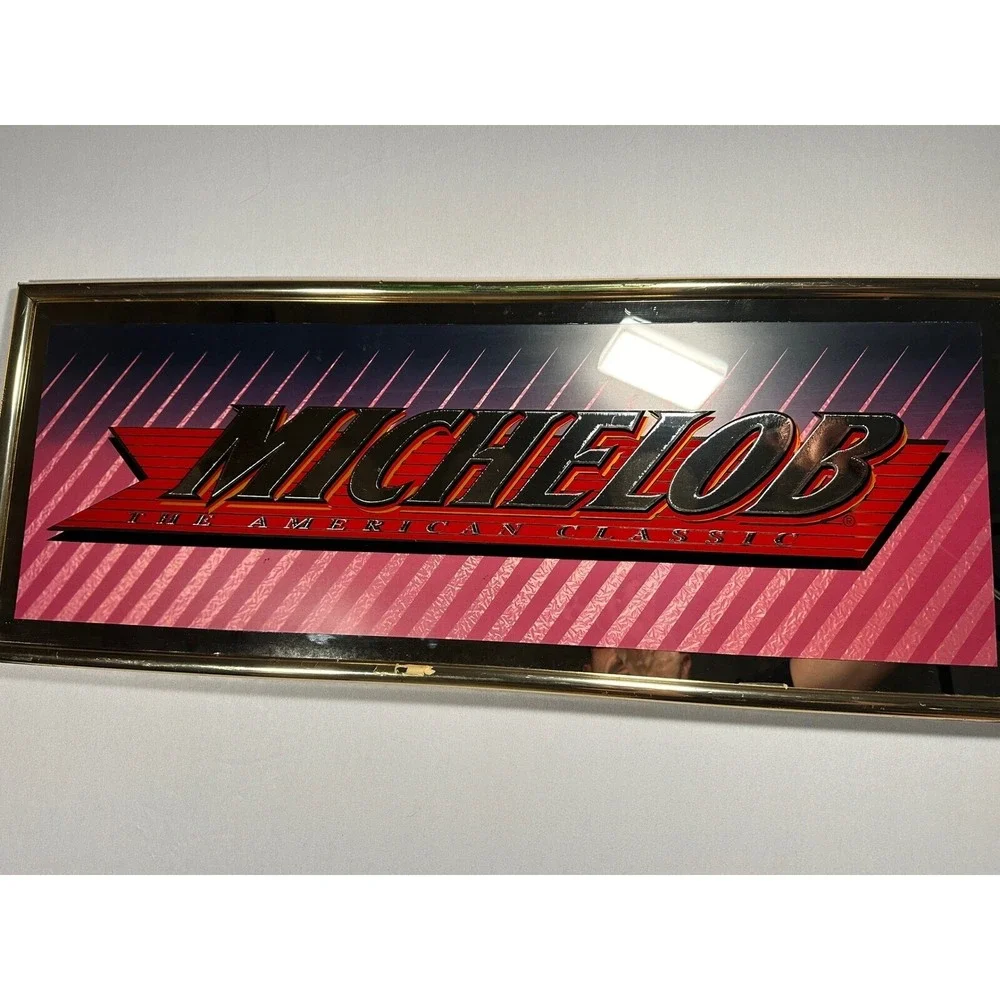 VTG Michelob‎ Beer Sign Mirror 33X13 Made in USA Bar Decor Man Cave 1995